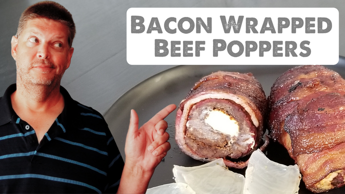 Bacon Wrapped, Cream Cheese Stuffed Beef Poppers