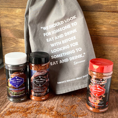 3 Pack BBQ Seasonings and Rubs with Large Epicurus Quote Towel